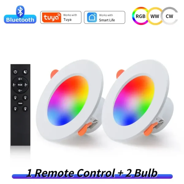 Tuya Bluetooth Smart LED Downlight 10W Smart Life APP LED Lamp Bulb Dimmable RGB RF 2.4G Remote Group Control Led Spot Lights