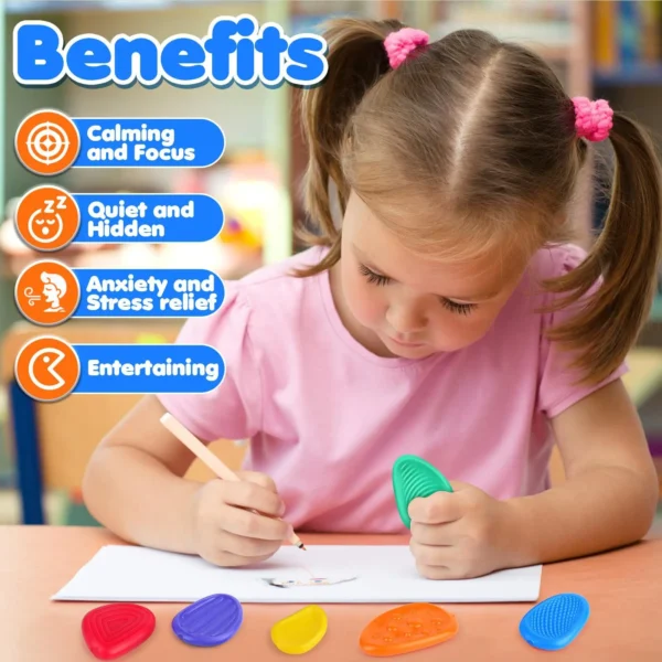 2026 New Fidget Toys Adults Sensory Silicone Stone 6 Pack Textured for Autism Kids Calming Down Fidget Stress Relief Toys