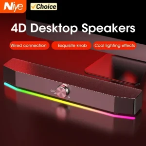 Wireless Bluetooth Soundbar 4D Surround RGB Lights, Deep Bass Subwoofer for Home Theater PC Gaming Laptop,Multiroom Speaker 120W