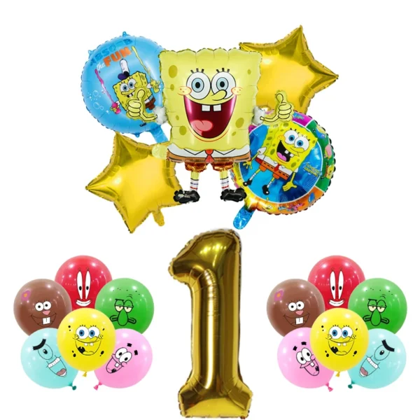 SpongeBob Birthday Party Decoration Aluminum Foil Balloon For Kid Event Supplies Disposable Tableware Banner Backdrop Gift