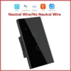 Tuya Smart Switches US Neutral Wire/No Neutral Wire Required 1/2/3/4 Gang Light WiFi Touch Switch Work with Alexa Google Home
