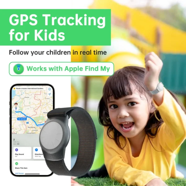 GPS Tracker for Kids (iOS only)Teen,Special Needs, Elderly,Real-Time Kids Tracker Watch Band Works with Find My (iOS Only) APP