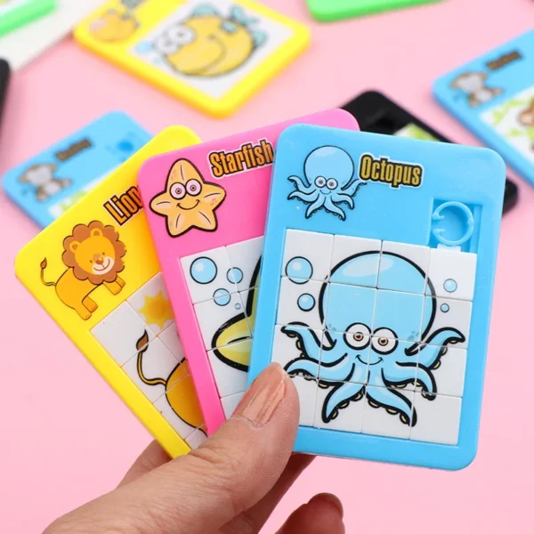 Novelty 16 Grid Maze Puzzle Toy Cartoon Animal Sliding Puzzle Mini Game Competitive Gift Interesting Smart Puzzle Random Style