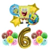 SpongeBob Birthday Party Decoration Aluminum Foil Balloon For Kid Event Supplies Disposable Tableware Banner Backdrop Gift