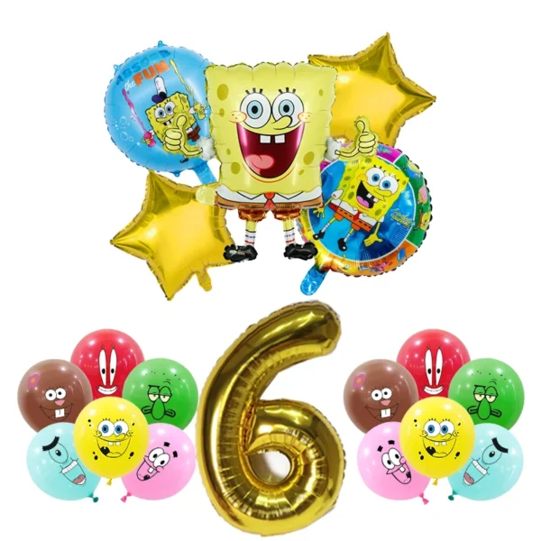 SpongeBob Birthday Party Decoration Aluminum Foil Balloon For Kid Event Supplies Disposable Tableware Banner Backdrop Gift