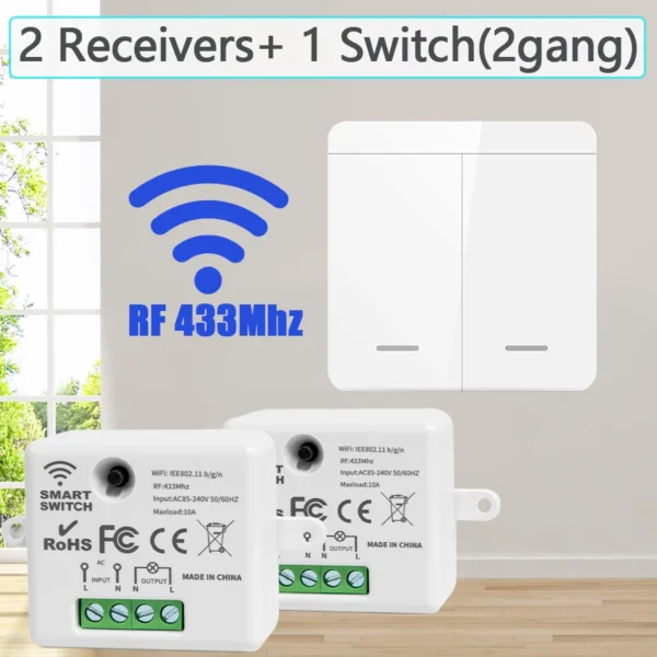 Wireless ON OFF Switch RF433 Module Remote Control Light Switch 1/2/3 Gang Wall Switch for Light Bulb Chandelier 10A 110V 220V